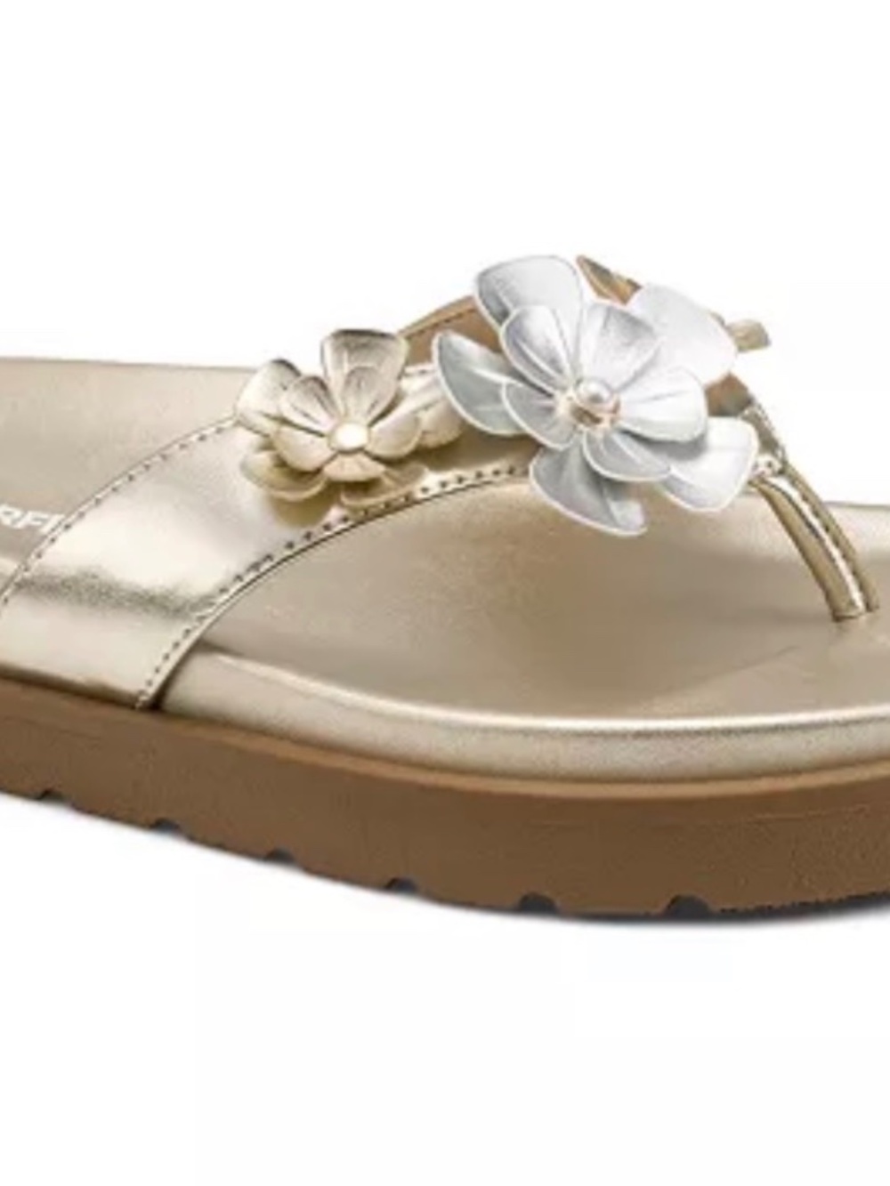 KARL LAGERFELD PARIS Women's Hayze Fleur gold metallic sandals
